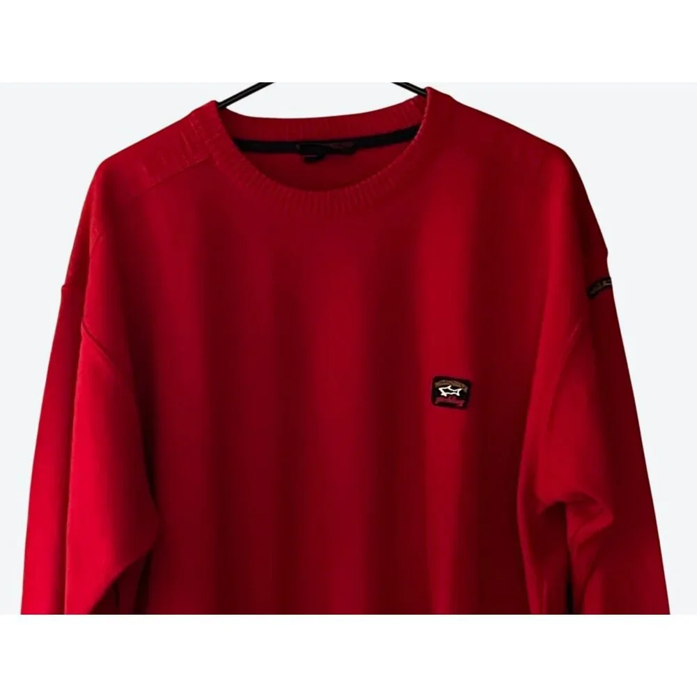 Paul & Shark Yachting Men's XXL Long Sleeve Crew Neck Red Wool Blend Sweater - Picture 3 of 10